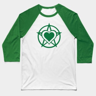 Green Pagan Heart Cheeky Witch® Baseball T-Shirt